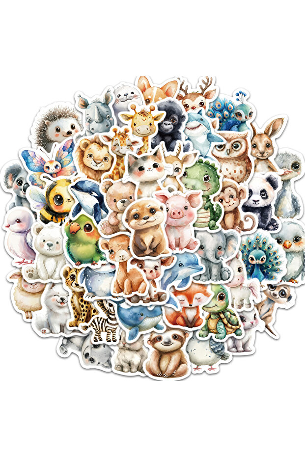 50PCS 50PCS Beautiful Cute Watercolor Animal Graffiti Stickers Scrapbooking Collage Material Guitar