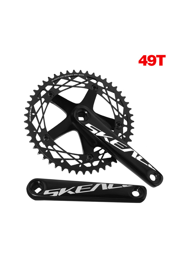 165mm 230 Black 49T SKEACE 48T/49T Aluminum Alloy Bicycle Crank Set 144BCD Single Speed Crank Chain