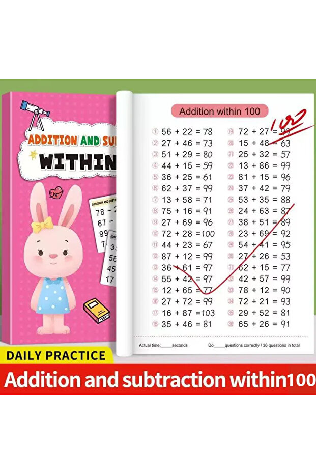 كتاب تمارين الحسابات الحسابية داخل نطاق 100، تدريب سريع على الحسابات الحسابية، تدريب على الحسابات الرياضية. - 1
