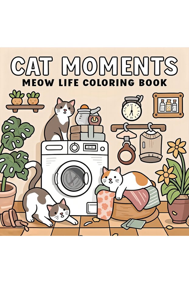 MULTI CAT MOMENTS Bold-easy Patterns Coloring Book for Adults Cute Drawing Book Perfect Gift for Par
