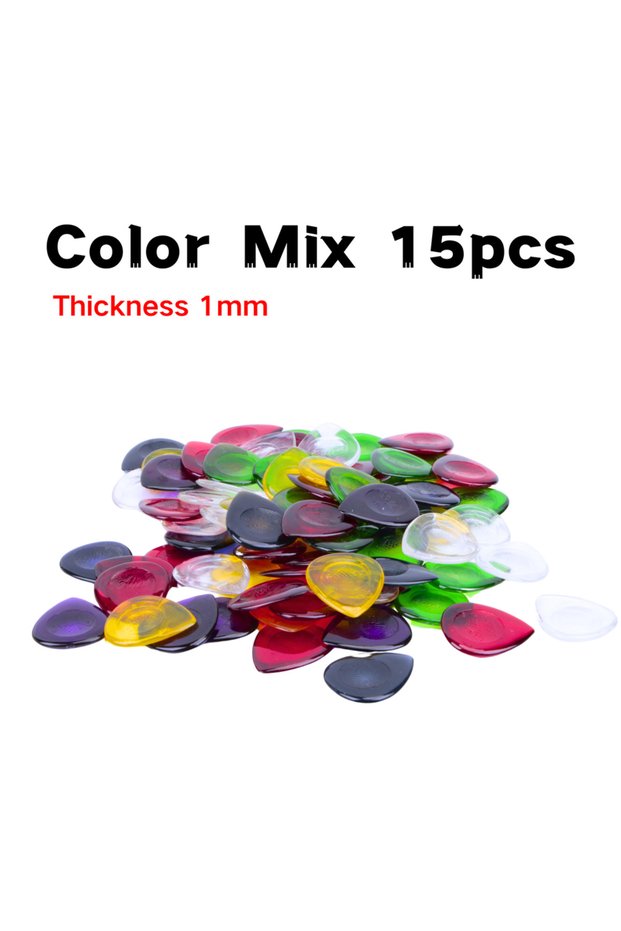 15pc 1mm 15pcs color guitar pick 1mm/2mm/3mm-three thickness groove anti-slip - suitable for acousti