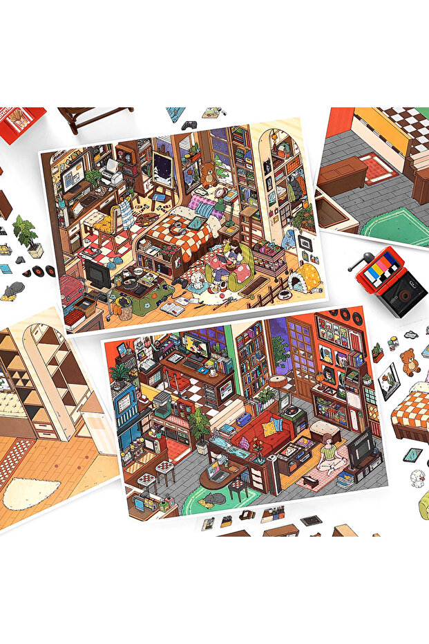 full set Kawaii leisure suite 3D Home Diary Landscape Sticker DIY Pocket Cabin Scene Christmas gif