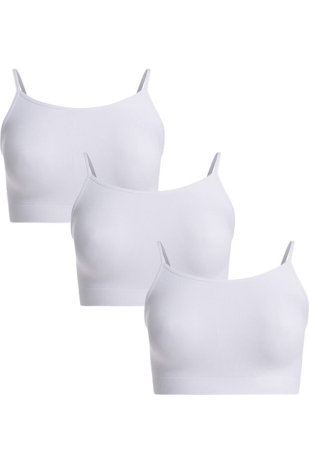 درزة مخفية خياطة مخفية حمالة صدر أساسية بحزام رفيع، حزمة مكونة من 3 قطع - 1