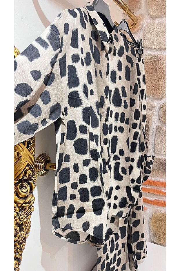 Leopard Patterned Linen Double Set - 3