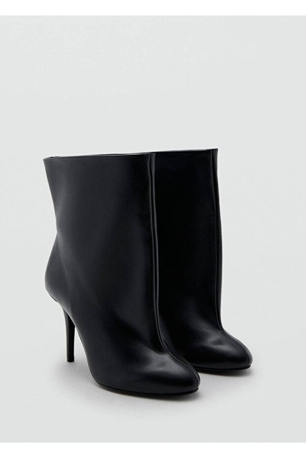 Geniş konçlu deri topuklu bot - 1