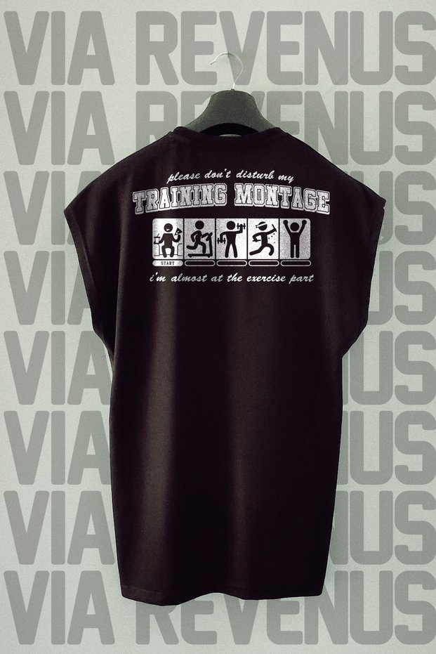 Training Montage Back Printed Zero Sleeve 100% Cotton Sports T-Shirt