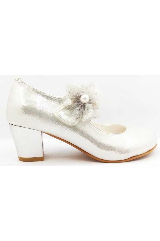 Silver Girls' Heeled Evening Dress Shoes