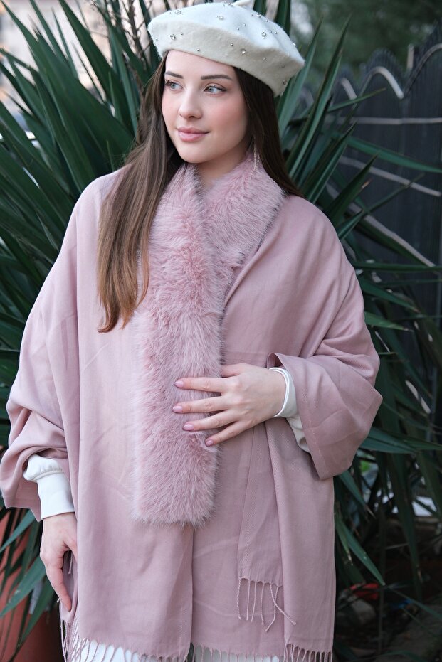 Pembe Kürklü Şal - 3