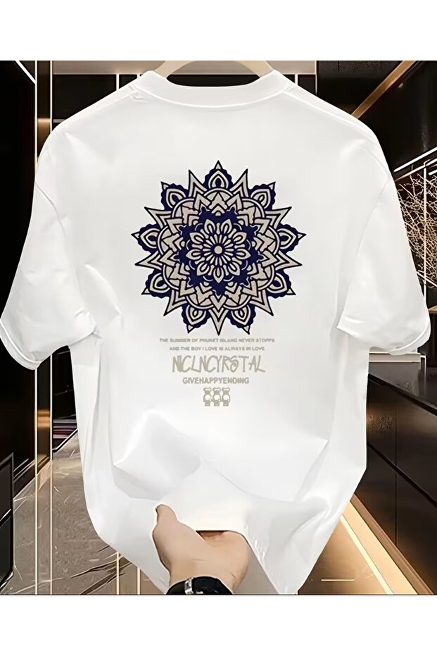 Men's Basic T-Shirt with Visual Pattern - 2