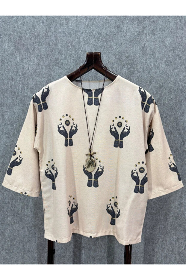 Oversize Poor Sleeve Washed Bohemian Cotton Woven Tshirt