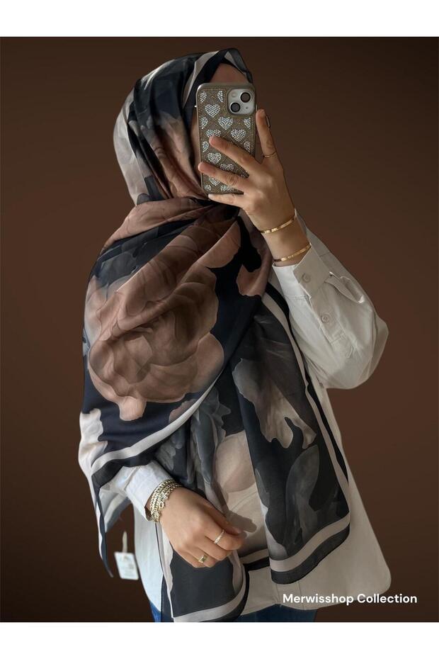 Soft Patterned Black-Brown Shawl