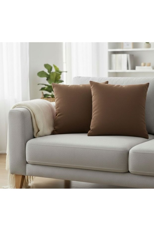 Plain Coffee Throw Pillow Cover