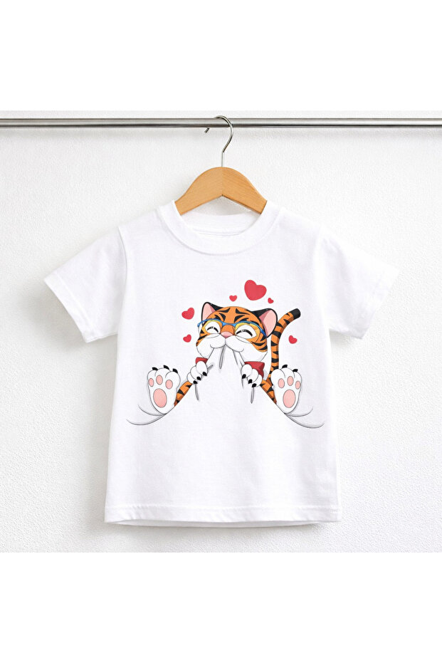 Unisex 100% Cotton Cat Printed Children's T-Shirt