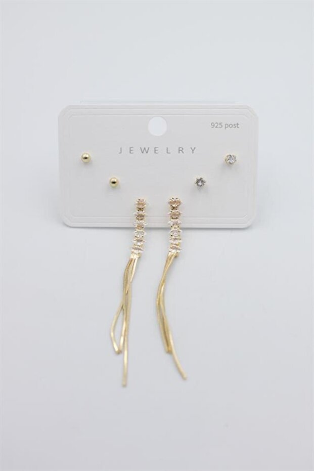 مجموعة أقراط متعددة - ذهبي - 2