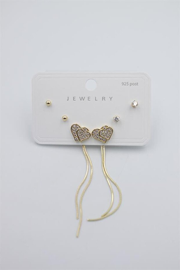 مجموعة أقراط متعددة - ذهبي - 2