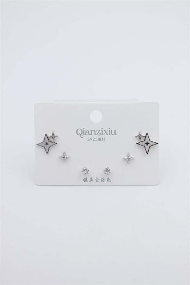 مجموعة متعددة من الأقراط - فضية - 1