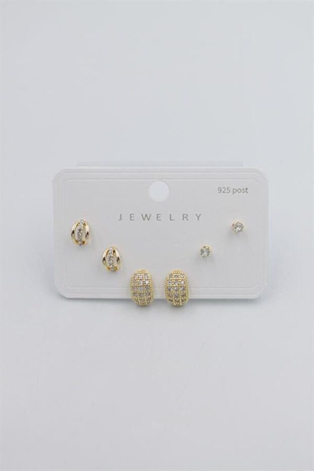 مجموعة أقراط متعددة - ذهبي - 2