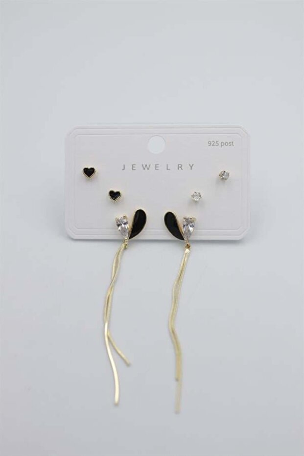 مجموعة أقراط متعددة - ذهبي - 1