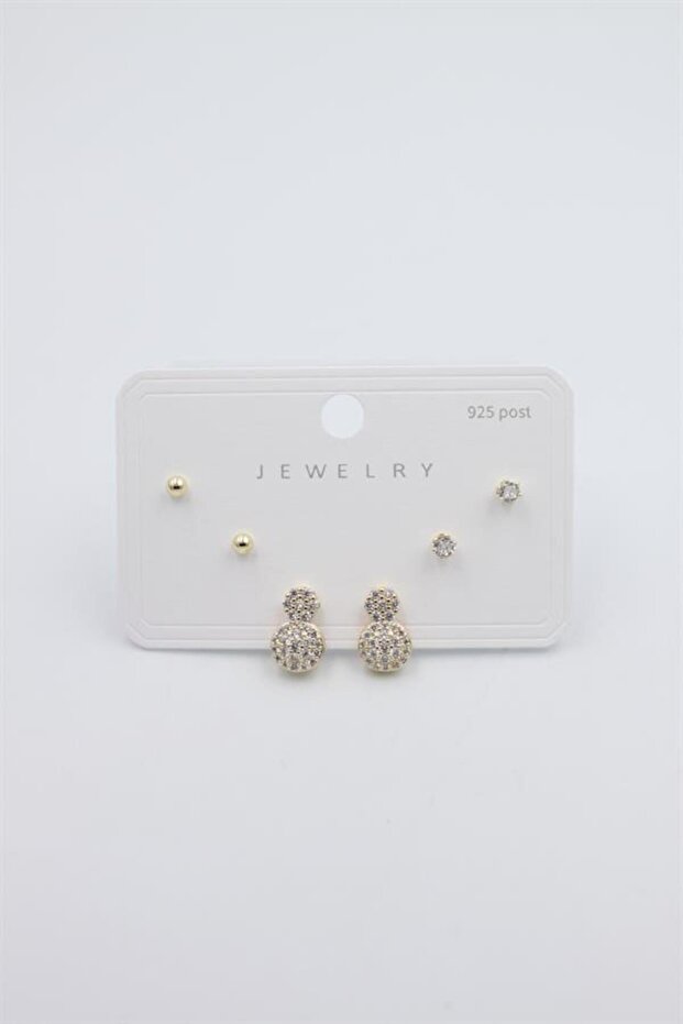 مجموعة أقراط متعددة - ذهبي - 2