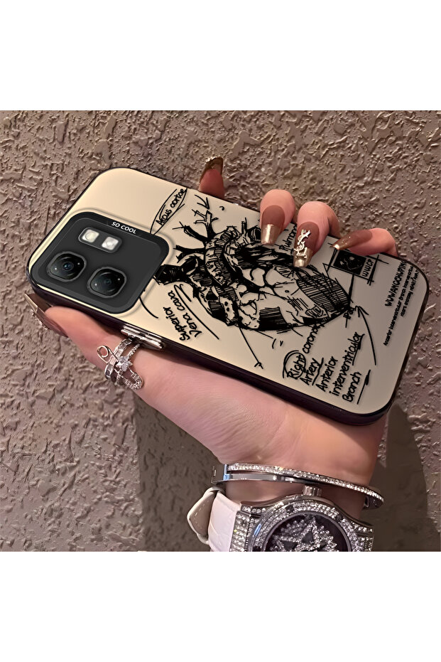 حافظة Infinix Smart 9 المتوافقة مع الحافة السيليكونية الصلبة والمضادة للسقوط بنمط إبداعي - 2