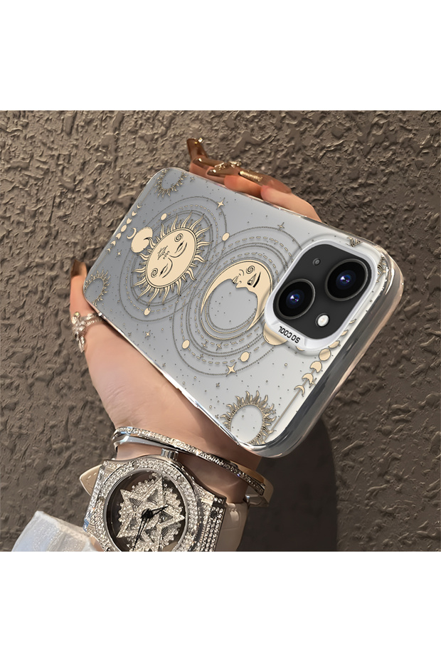 حافظة مضادة للسقوط من السيليكون المتوافقة مع هاتف iPhone 15 Plus/14 Plus، بنمط القمر - 4