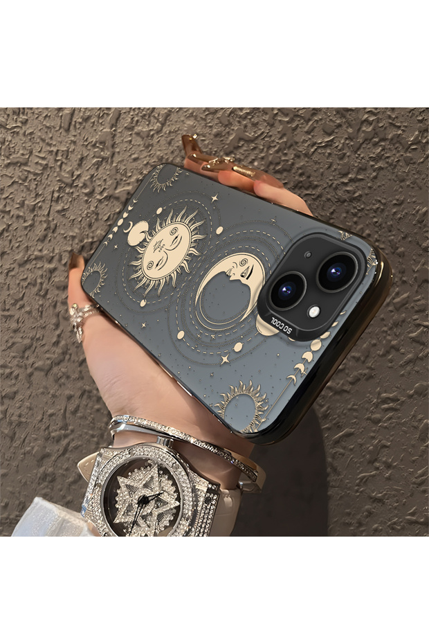 حافظة مضادة للسقوط من السيليكون المتوافقة مع هاتف iPhone 15 Plus/14 Plus، بنمط القمر - 4