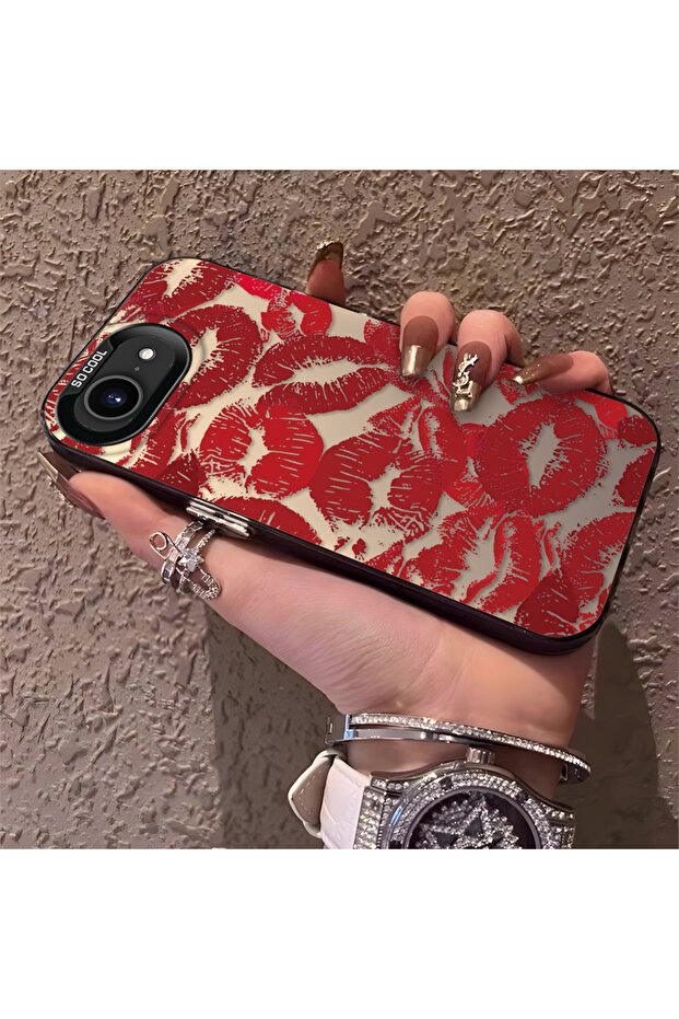 غطاء سيليكون متوافق مع آيفون 16e بحافة صلبة ومضاد للسقوط مع نمط الشفاه - 2