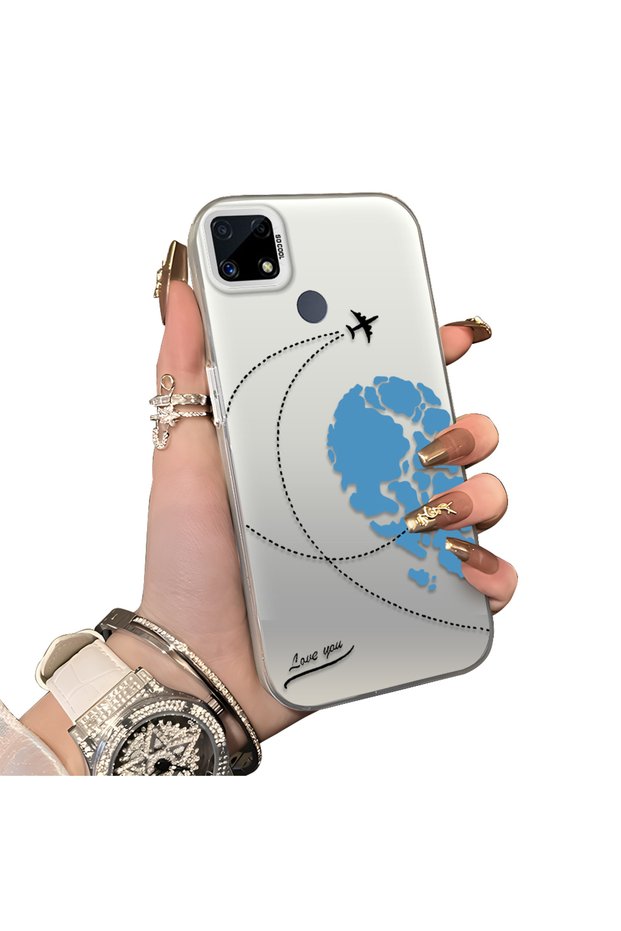 Realme C15 Compatible Silicone Edge Hard Back Anti-Fall Valentine's Patterned Case
