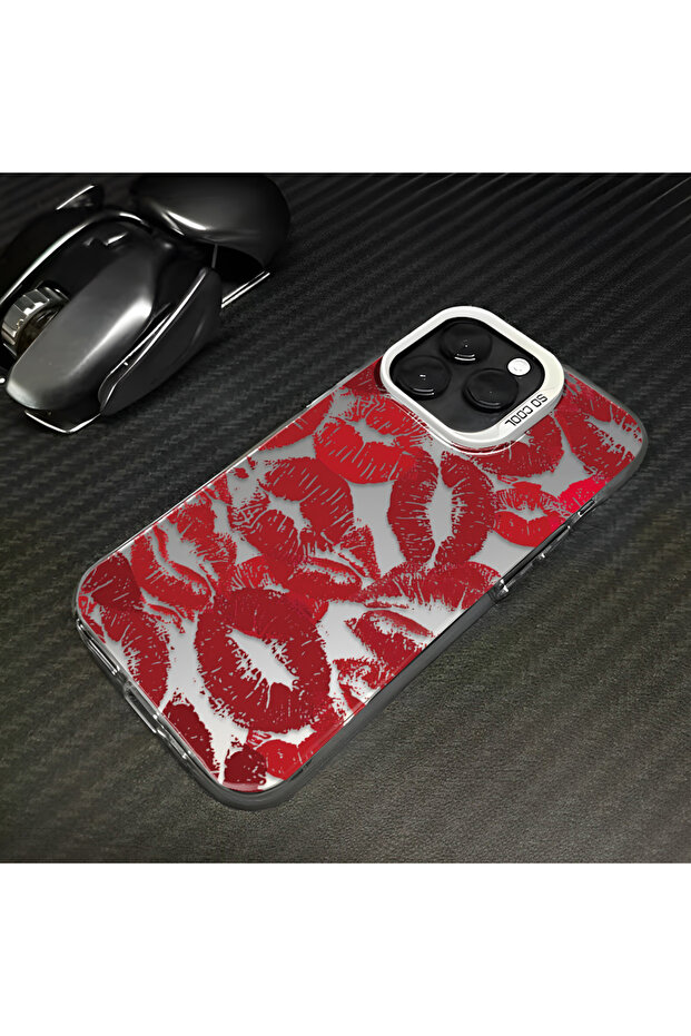iPhone 16 Pro Compatible Silicone Edge Hard Back Anti-Fall Lip Patterned Case - 6