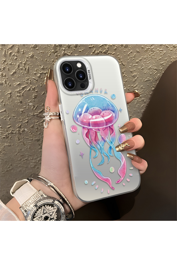 حافظة مضادة للسقوط من السيليكون المتوافقة مع هاتف iPhone 16 Pro Max، بنمط سمكة إسفنجية - 4