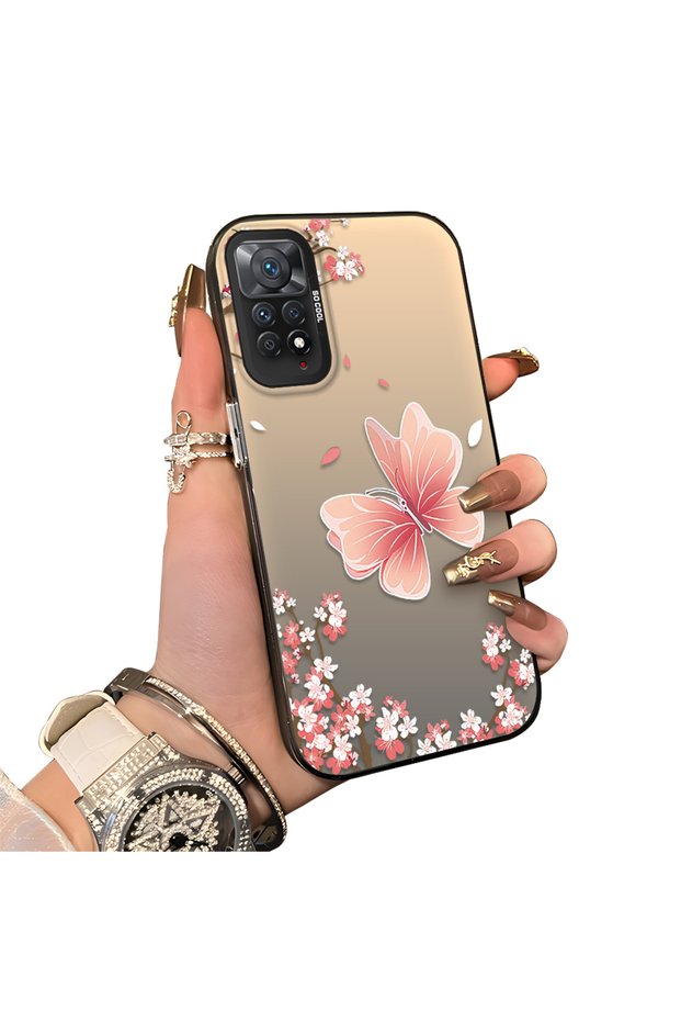 Xiaomi Redmi Note 12 Pro 4g Compatible Silicone Edge Hard Back Anti-Fall Butterfly Pattern Case