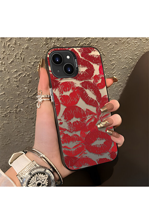 حافظة متوافقة مع هاتف iPhone 15 Plus/14 Plus مصنوعة من السيليكون الصلب ومضادة للسقوط وذات نمط شفاه - 5