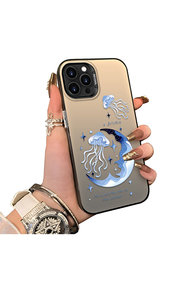 حافظة مضادة للسقوط من السيليكون المتوافقة مع هاتف iPhone 16 Pro ذات حافة صلبة ونمط سمكة إسفنجية - 1