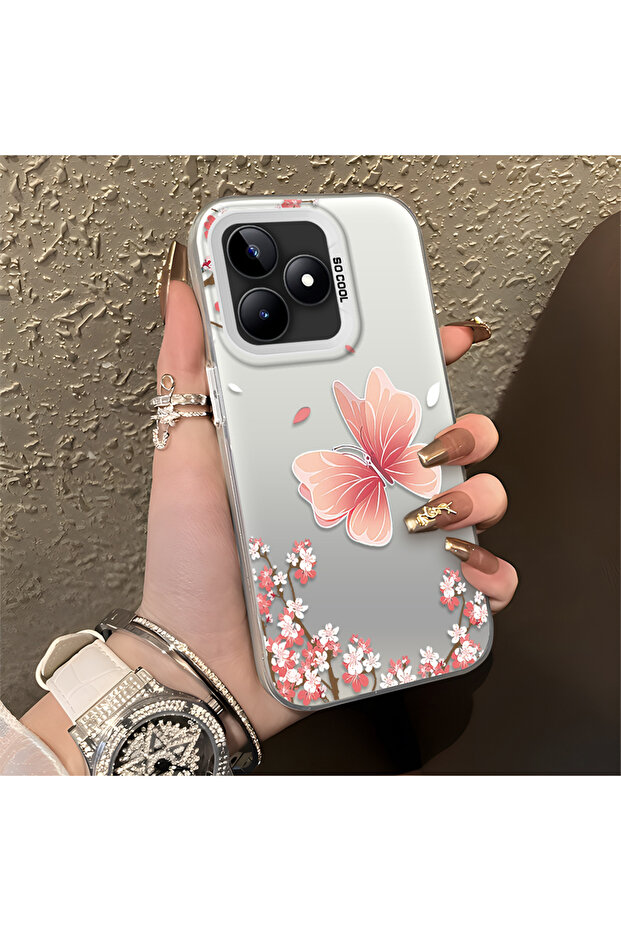 Realme Note 50 Compatible Silicone Edge Hard Back Anti-Fall Butterfly Pattern Case - 4
