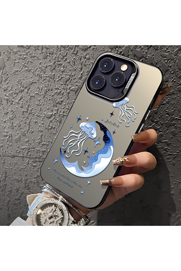 حافظة مضادة للسقوط من السيليكون المتوافقة مع هاتف iPhone 16 Pro ذات حافة صلبة ونمط سمكة إسفنجية - 6