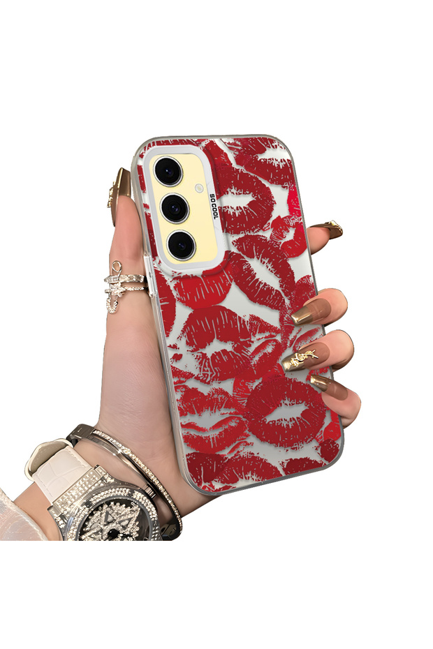 Samsung Galaxy S24 Fe Compatible Silicone Edge Hard Back Anti-Fall Lip Patterned Case