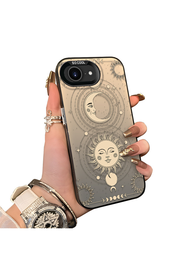 حافظة مضادة للسقوط من السيليكون المتوافقة مع هاتف iPhone 16e ذات حافة صلبة ونمط القمر - 1