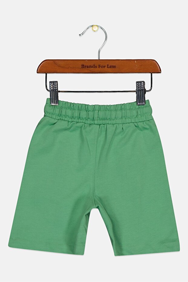 شورتات أساسية للأطفال الصغار للأولاد، برباط، مطبوعة برسومات، لون أخضر - 3
