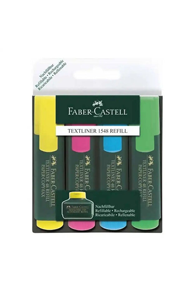 Castell Textliner 48 Refillable Multi-Color Highlighter- 4pcs