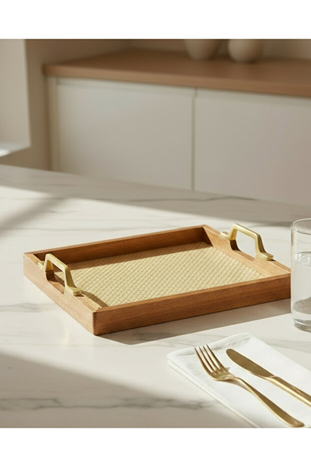 Natural Wood Square Serving Tray (Medium)
