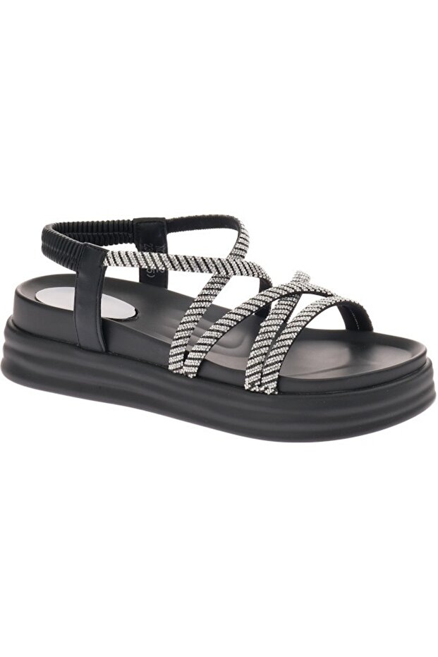 D26Ya-0144 Black Stone Women's Sandals