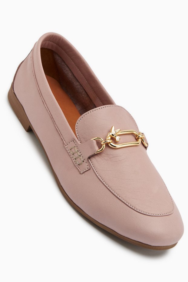 Alessa Genuine Leather Rose Buckle Loafer Women's Casual Moccasin Shoes
