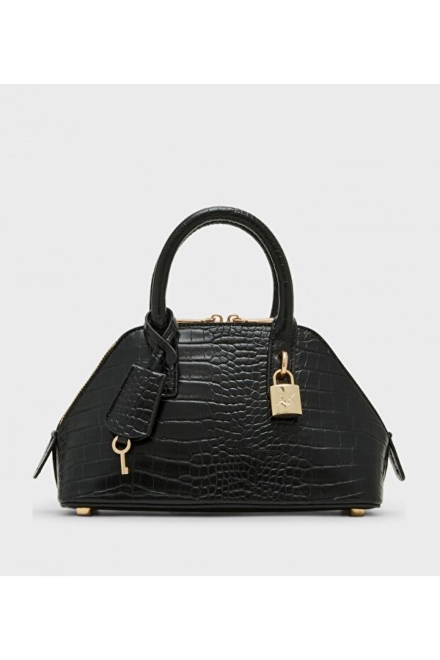 Croc Textured Zippered Shoulder Bag