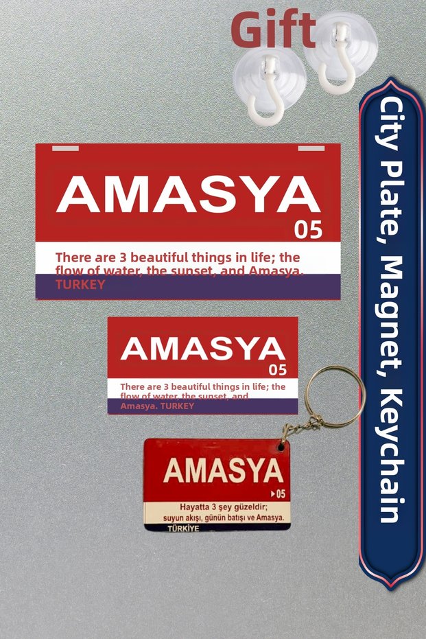 Amasya Retro Plaque, Retro Magnet, Keychain, Mdf Wood Decorative Wall & Car Sign