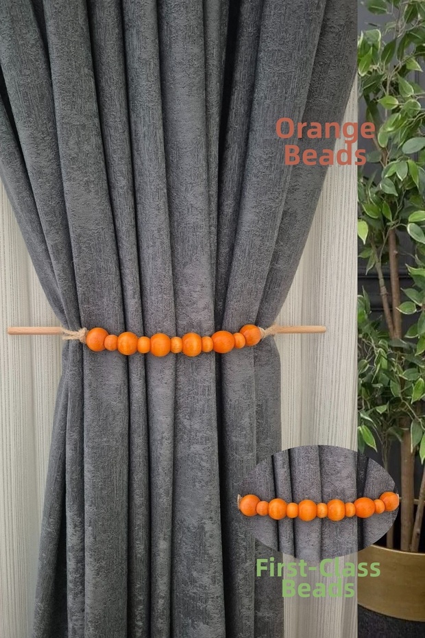 Polished Wood Bohemian Style Curtain Holder, Background Curtain Ornament 1 Piece