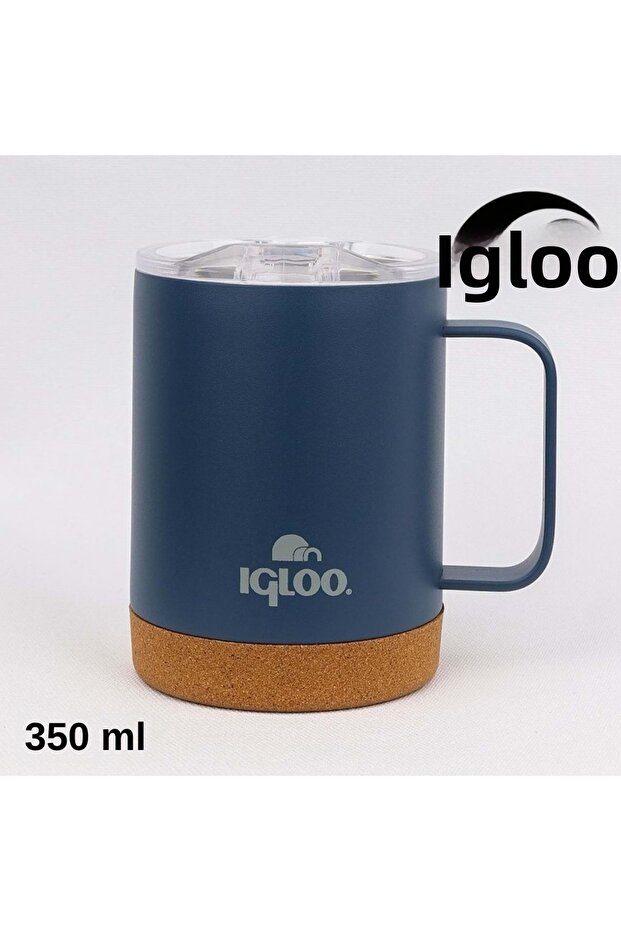 Cork Mug 350ml Thermos Mug Cup Flask Light-Dark Blue