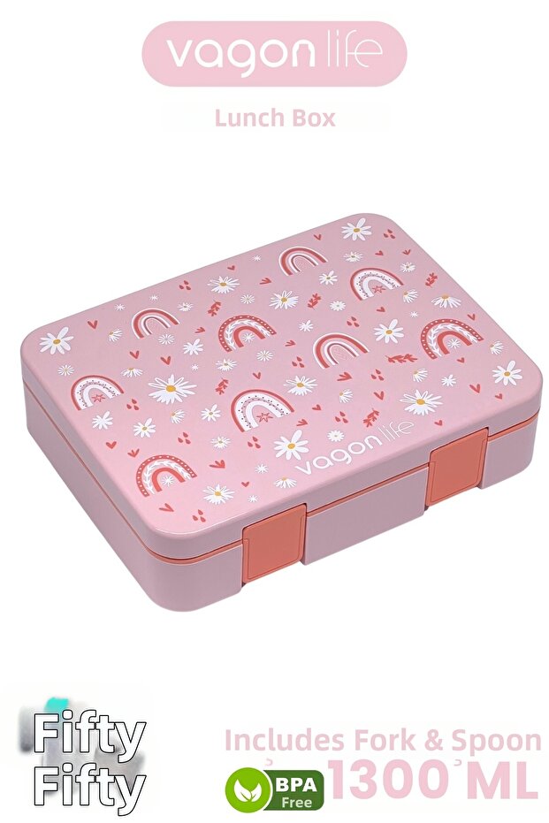 1300 ml Single Layer Leakproof, Non-Mixing 4 Compartment Children's Lunch Box -Ffb091-1300