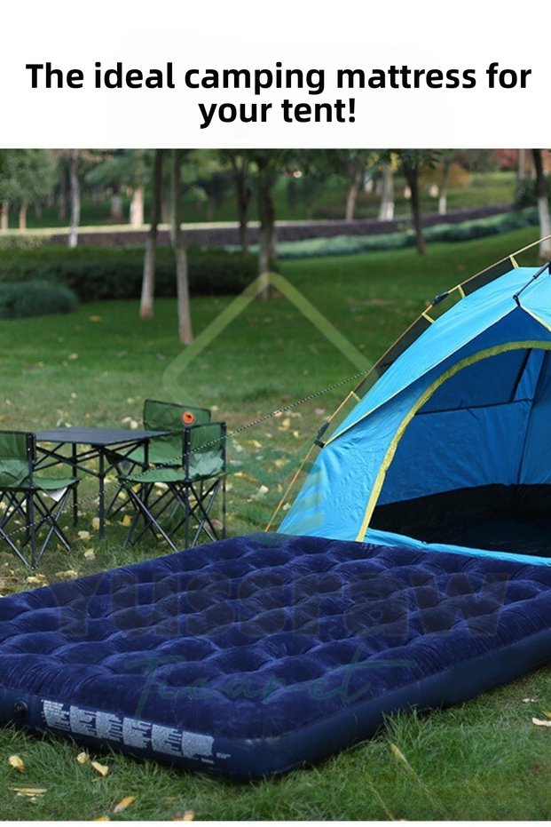 Inflatable Camping Bed Double Inflatable Mattress Including Pump and 2 Pillows