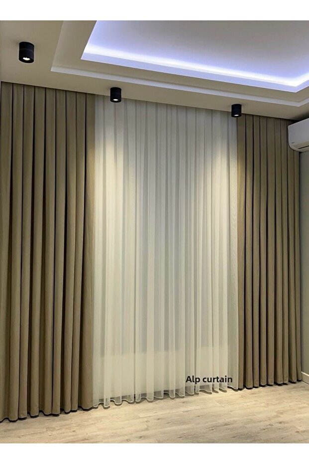 Grek 1/2 Pleated Iron-Free Modern Tulle, White Tulle Curtain with Skirt Trim (Slightly Pleated) Alp Perde
