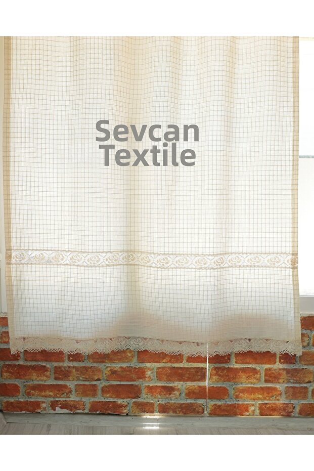 Buldan İşi 100% Cotton Monika Authentic Sunshade Curtain with Lace on the Sides and Ends